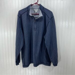 Tommy Bahama Switch It Up Reversible Quarter Zip Pullover XL Blue & White